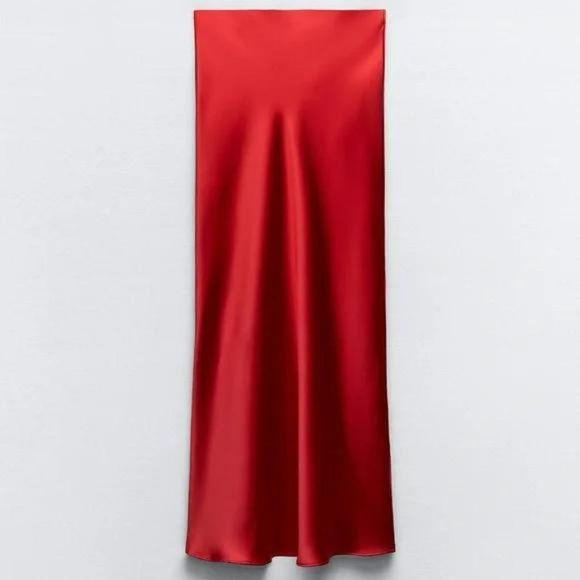 ZARA SATIN EFFECT LONG SKIRT - Picture 5 of 9